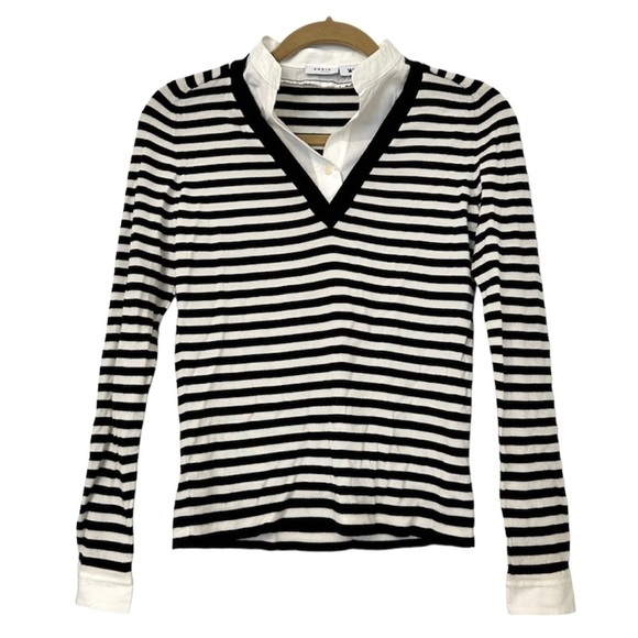 Akris Punto Wool Striped Sweater With Collar - Picture 1 of 7